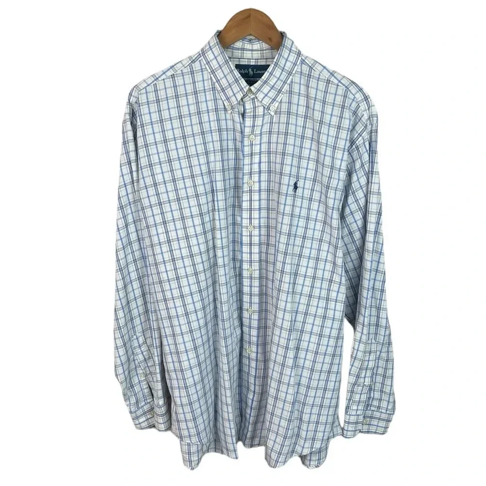 BF1319 Men’s Polo Ralph Lauren Designer BLAKE Vintage Button Down Shirt L